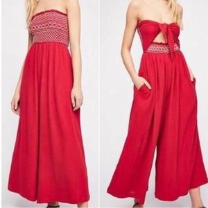 Free People Reversible Carmen Jumpsuit Romper In Red
